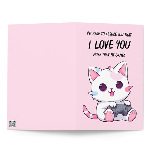 Cute Gamer Cat Valentine's Day Greeting Card